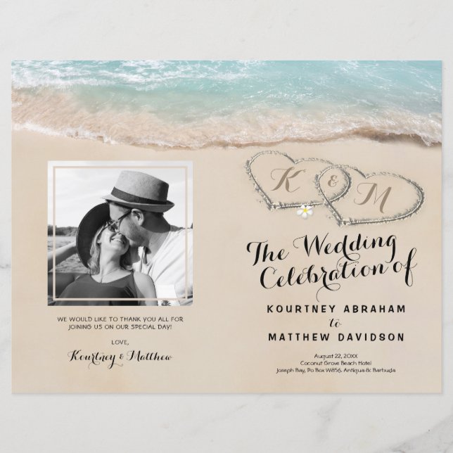 Tropical Beach Wedding Ceremony Program (Front)