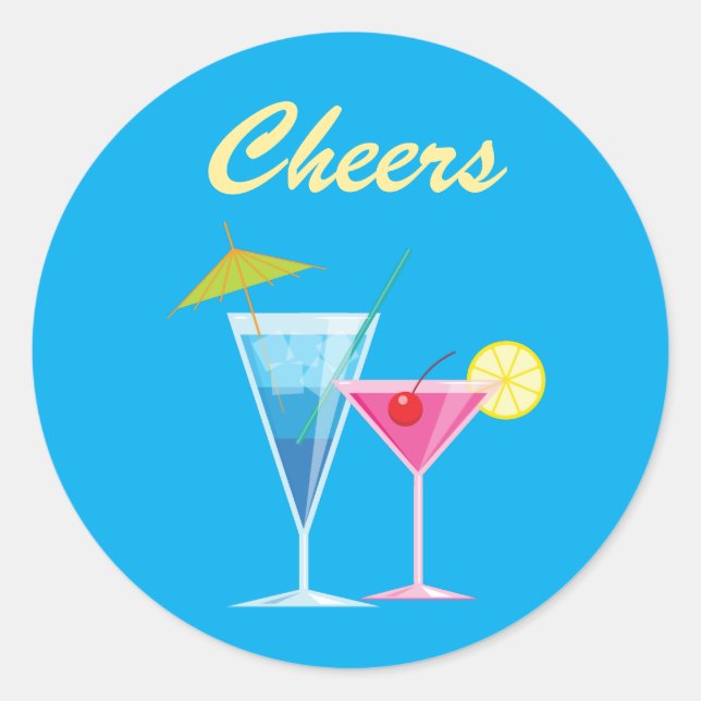 Tropical Beach Wedding Cheers Sticker (Front)
