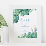 Tropical Beach Wedding Cocktails Sign<br><div class="desc">Designed to match my tropical wedding stationery collection features your wedding signature cocktails with a boarder of tropical leaves and florals. Perfect for wedding receptions,  bridal showers  and couples showers. To see the matching suite visit www.zazzle.com/dotellabelle</div>