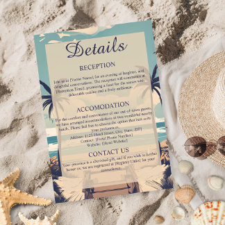 Tropical Beach Wedding Details Enclosure Card