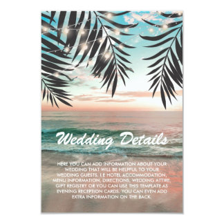 Tropical Beach Wedding Details | String of Lights Card