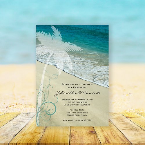 Tropical Beach Wedding Engagement Party Invitation