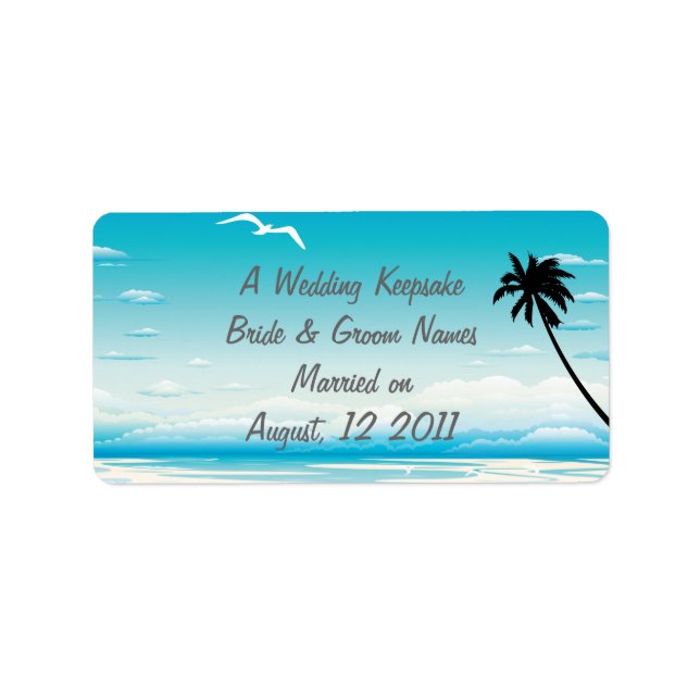 Tropical Beach Wedding Favor Lip Balm Tube Label (Front)