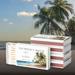 Tropical Beach Wedding Favor Perfect Matchboxes