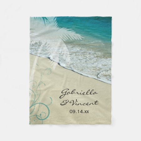 Tropical Beach Wedding Fleece Blanket