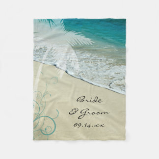 Tropical Beach Wedding Fleece Blanket
