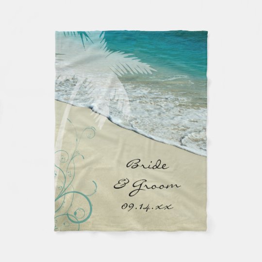 Tropical Beach Wedding Fleece Blanket