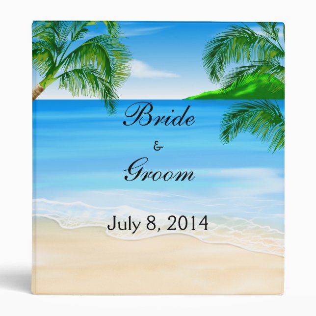 Tropical Beach Wedding Guest Book 3 Ring Binder (Front)