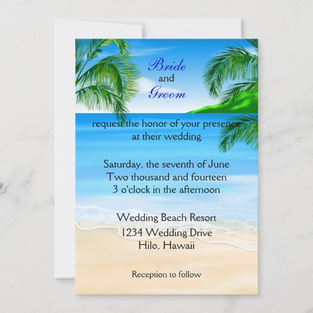 Tropical Beach Wedding Invitation (Front)