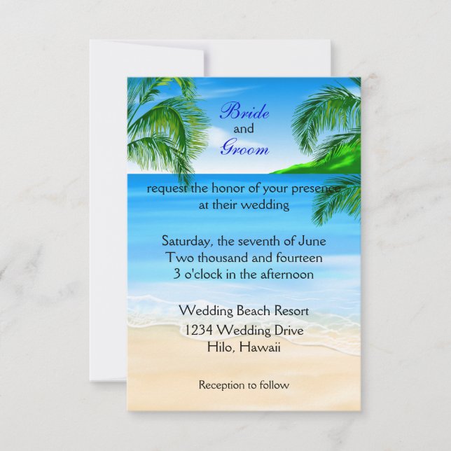 Tropical Beach Wedding Invitation (Front)