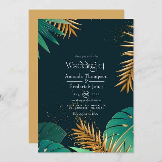 Tropical Beach Wedding Invitation (Front/Back)
