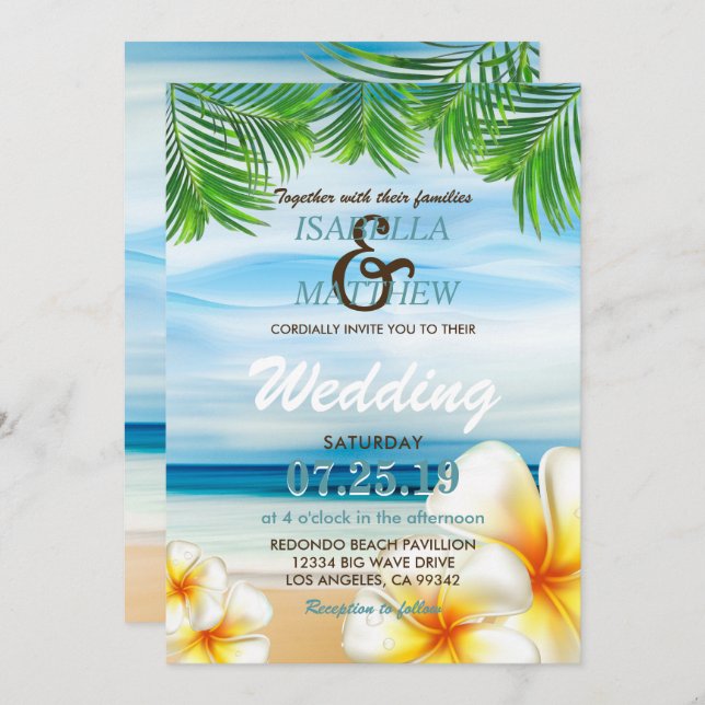 Tropical Beach Wedding | Invitations (Front/Back)