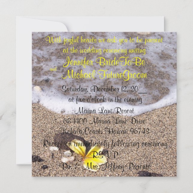 Tropical Beach Wedding Invitations (Front)
