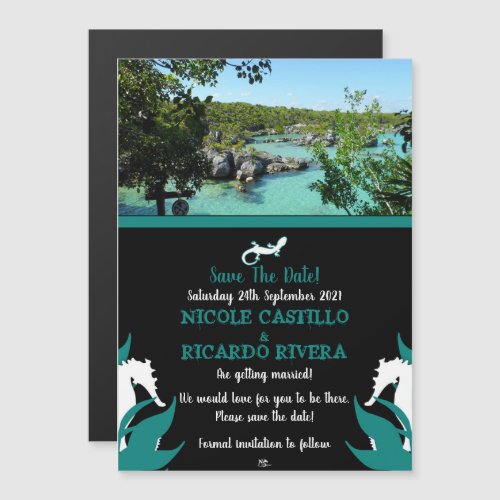 Tropical Beach Wedding Magnetic Save The Dates Magnetic Invitation