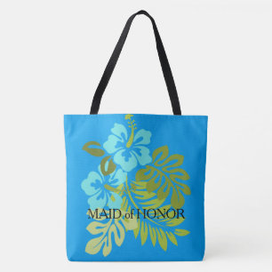 Tropical Beach wedding Maid of honor custom name Tote Bag