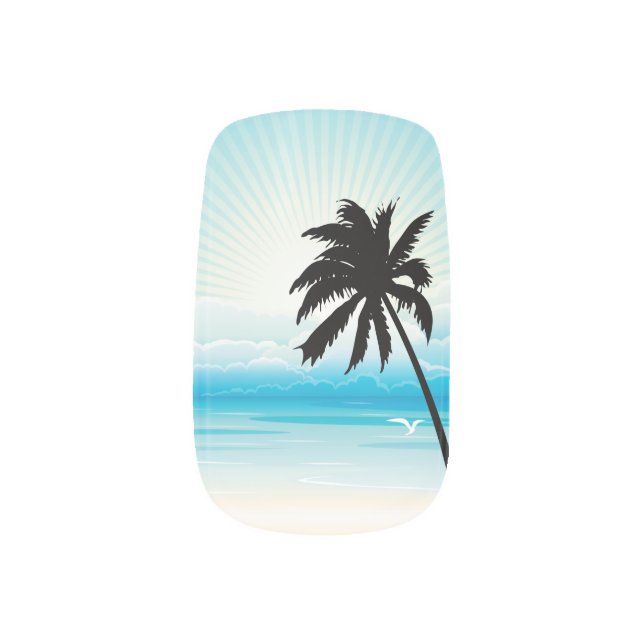 Tropical Beach Wedding Minx Nail Art (Right Thumb)