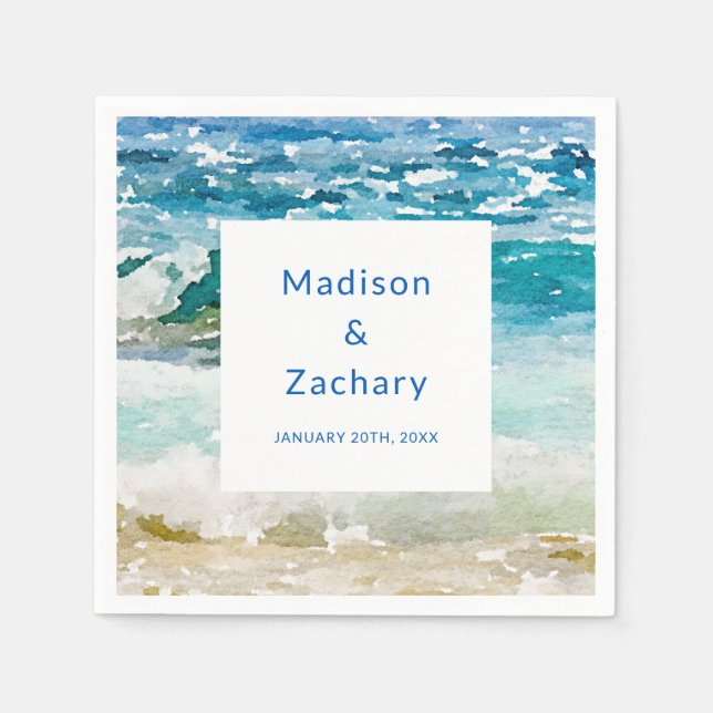 Tropical Beach Wedding Napkins (Front)
