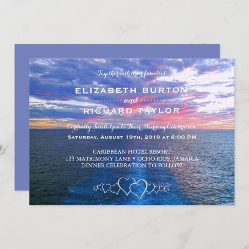 Tropical Beach Wedding Ocean Sunset Invitation