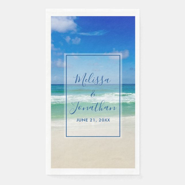 Tropical Beach Wedding Ocean Waves Paper Guest Towels (Front)