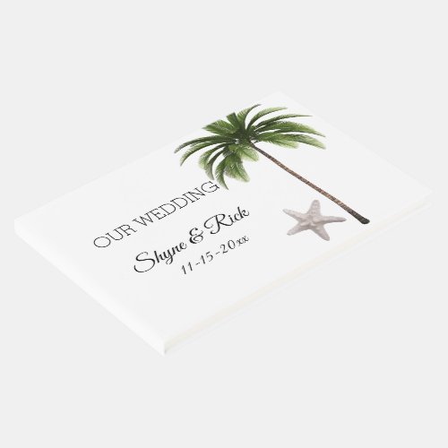 Tropical Beach Wedding Palm Tree Personalized  Guest Book