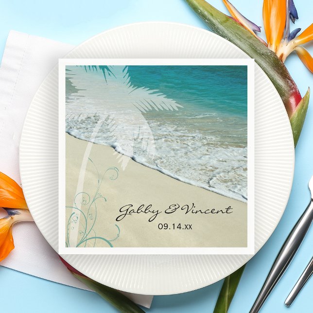 Tropical Beach Wedding Paper Napkins (Creator Uploaded)