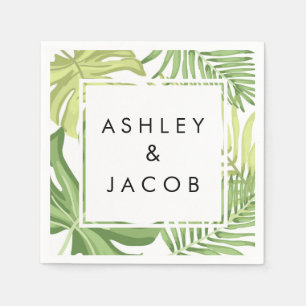 Tropical beach wedding paper napkins Palm Hawaii