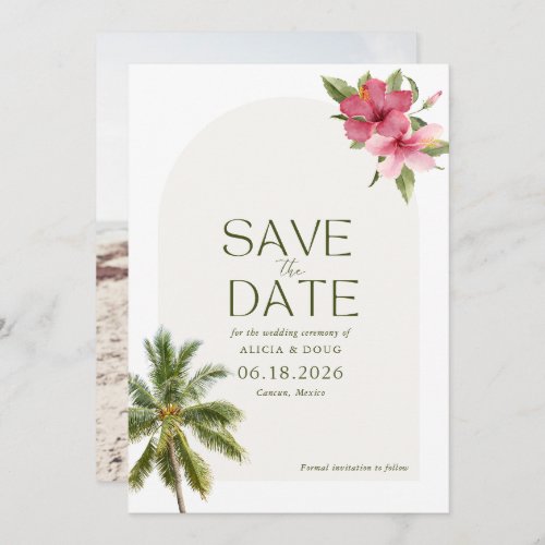 Tropical Beach Wedding Photo Save The Date