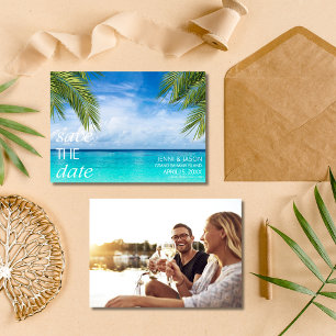 Tropical Beach Wedding Photo Save the Date