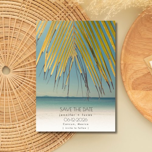 Tropical Beach Wedding Photo Save the Date