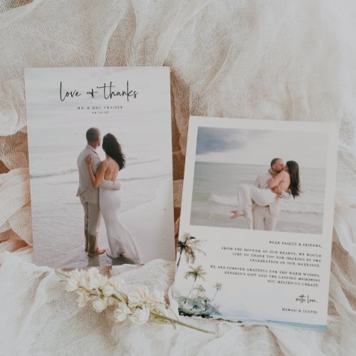 Tropical Beach Wedding Photo Thank You Card