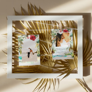 Tropical Beach | Wedding Photo Thank You Foil Invitation