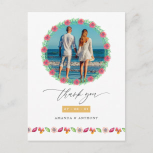 Tropical Beach Wedding Photo Thank You Postcard