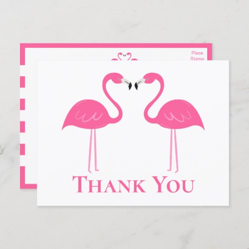 Tropical Beach Wedding Pink Flamingo Thank You  Postcard