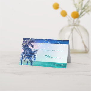 Tropical Beach Wedding Place Cards Palm Trees