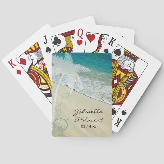 Tropical Beach Wedding Poker Cards (Back)