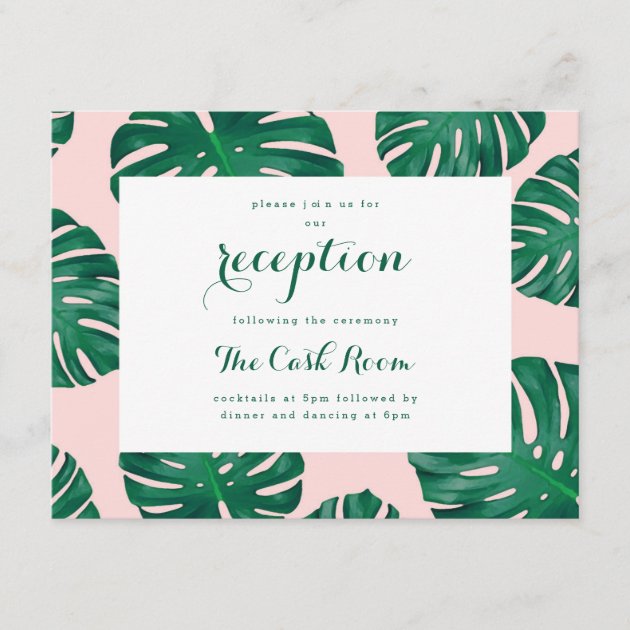 Tropical Beach Wedding Reception Card