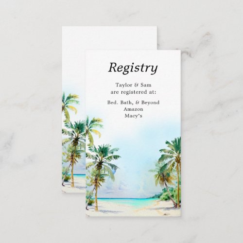 Tropical Beach Wedding Registry Enclosure Card