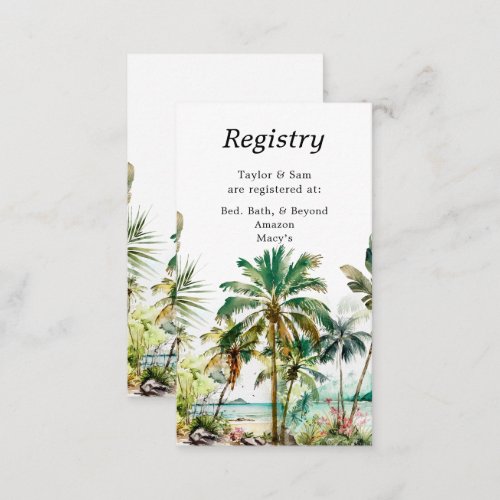 Tropical Beach Wedding Registry Enclosure Card