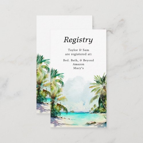 Tropical Beach Wedding Registry Enclosure Card