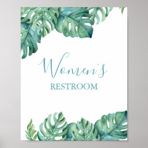 Tropical Beach Wedding Restroom Sign