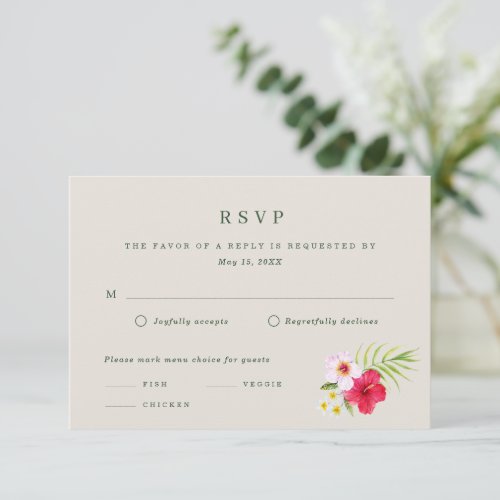 Tropical Beach Wedding RSVP Card