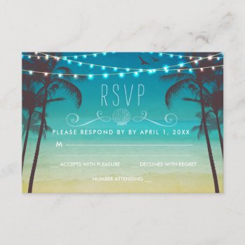 Tropical Beach Wedding Rsvp Card Palm Tree by YourMainEvent at Zazzle