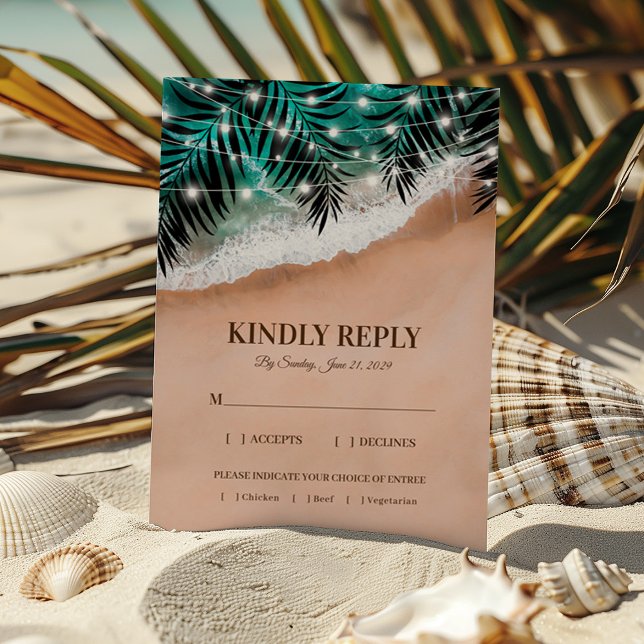 Tropical Beach Wedding RSVP Entree Choices Card (Creator Uploaded)