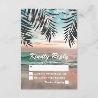 Tropical Beach Wedding RSVP | String of Lights