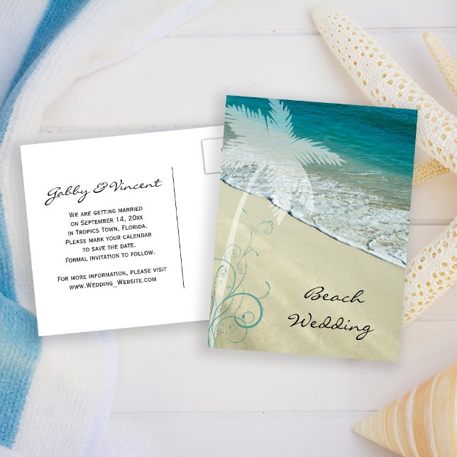 Tropical Beach Wedding Save the Date Announcement (Creator Uploaded)