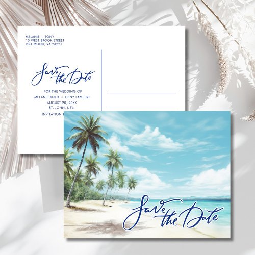 Tropical Beach Wedding Save the Date 