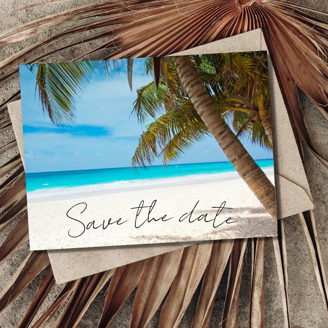 Tropical Beach Wedding Save the Date Announcement Postcard (Creator Uploaded)