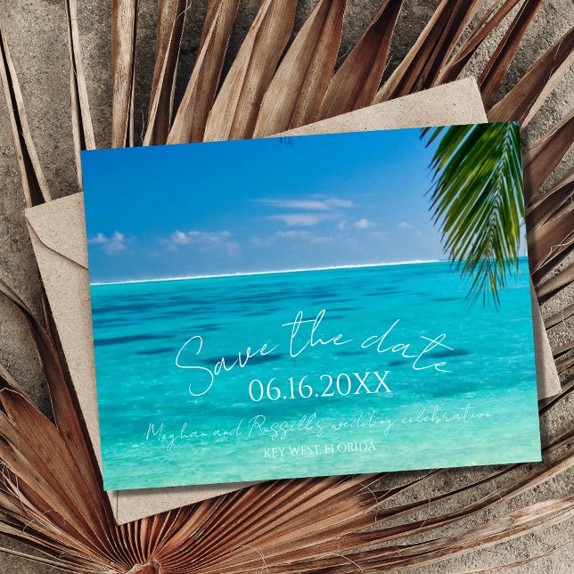 Tropical Beach Wedding Save the Date Announcement Postcard (Creator Uploaded)