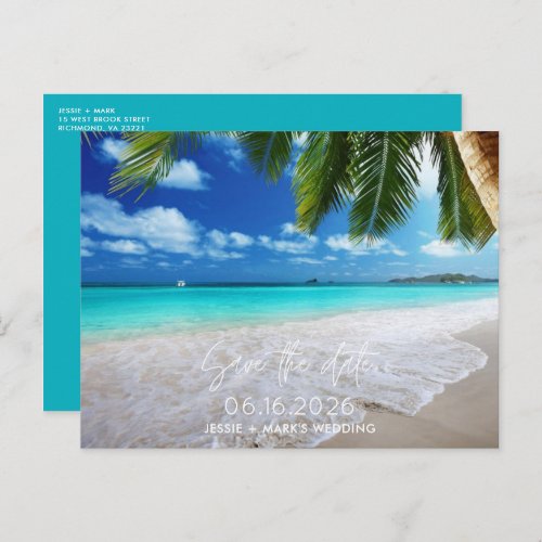 Tropical Beach Wedding Save the Date Announcement Postcard