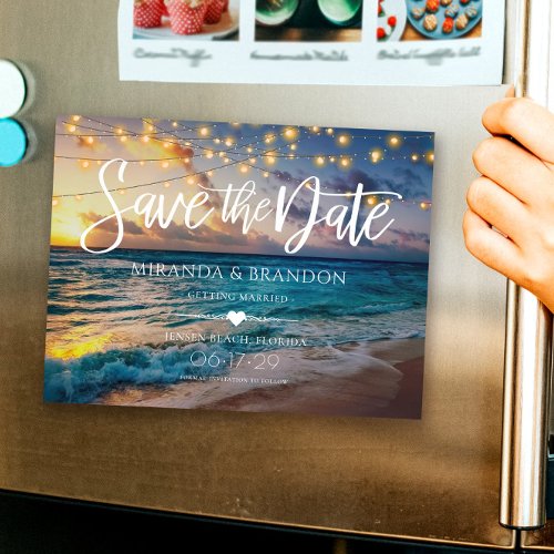Tropical Beach Wedding Save the Date Magnetic Card